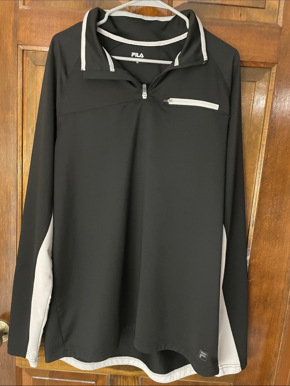 Fila quarter-zip long sleeve pullover, black/light grey, excellent condition, XL